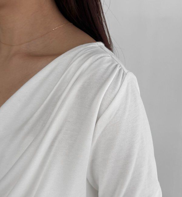  「ドレープアシメネックTシャツ」|Tシャツ・カットソー|