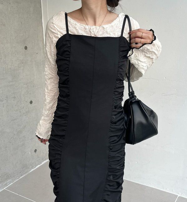  「【セレモニーシーンにも◎】ギャザーキャミワンピース」|ワンピース|