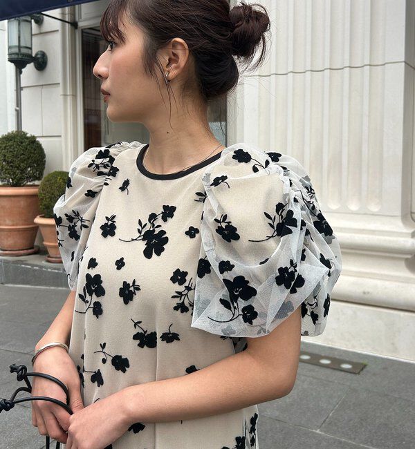  「【オケージョン/サイズ展開あり】フロッキーパフワンピース」|ワンピース|