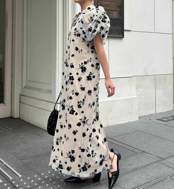  「【オケージョン/サイズ展開あり】フロッキーパフワンピース」|ワンピース|