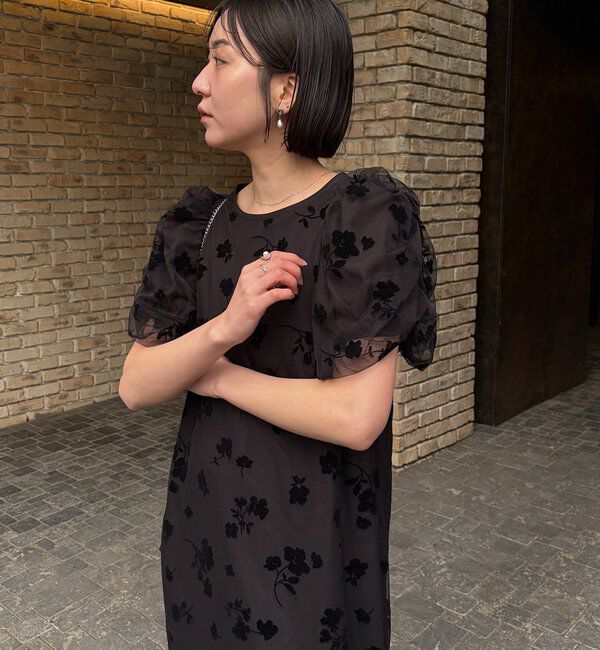  「【オケージョン/サイズ展開あり】フロッキーパフワンピース」|ワンピース|