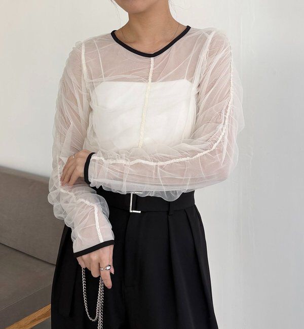  「チュールギャザーブラウス」|シャツ・ブラウス|