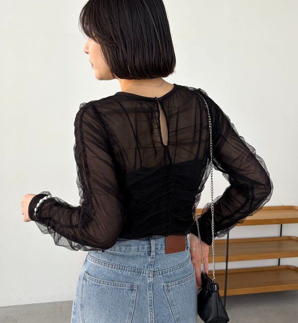  「チュールギャザーブラウス」|シャツ・ブラウス|