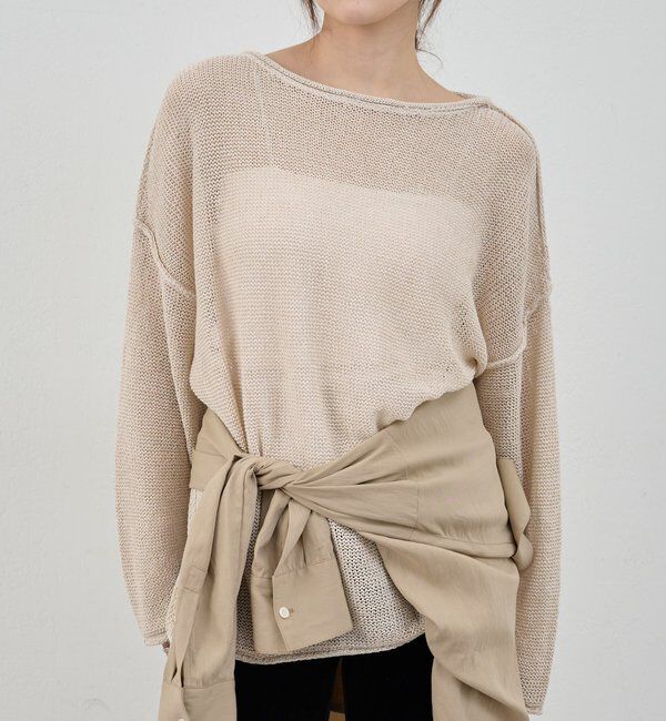  「【26SS予約】リネンオーバーニット」|ニット・セーター|ベージュ