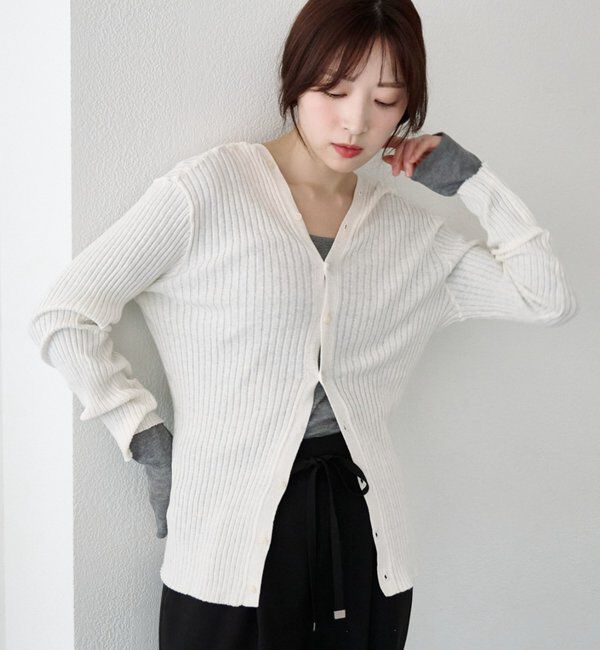  「2WAYリブカーディガン」|カーディガン|オフホワイト