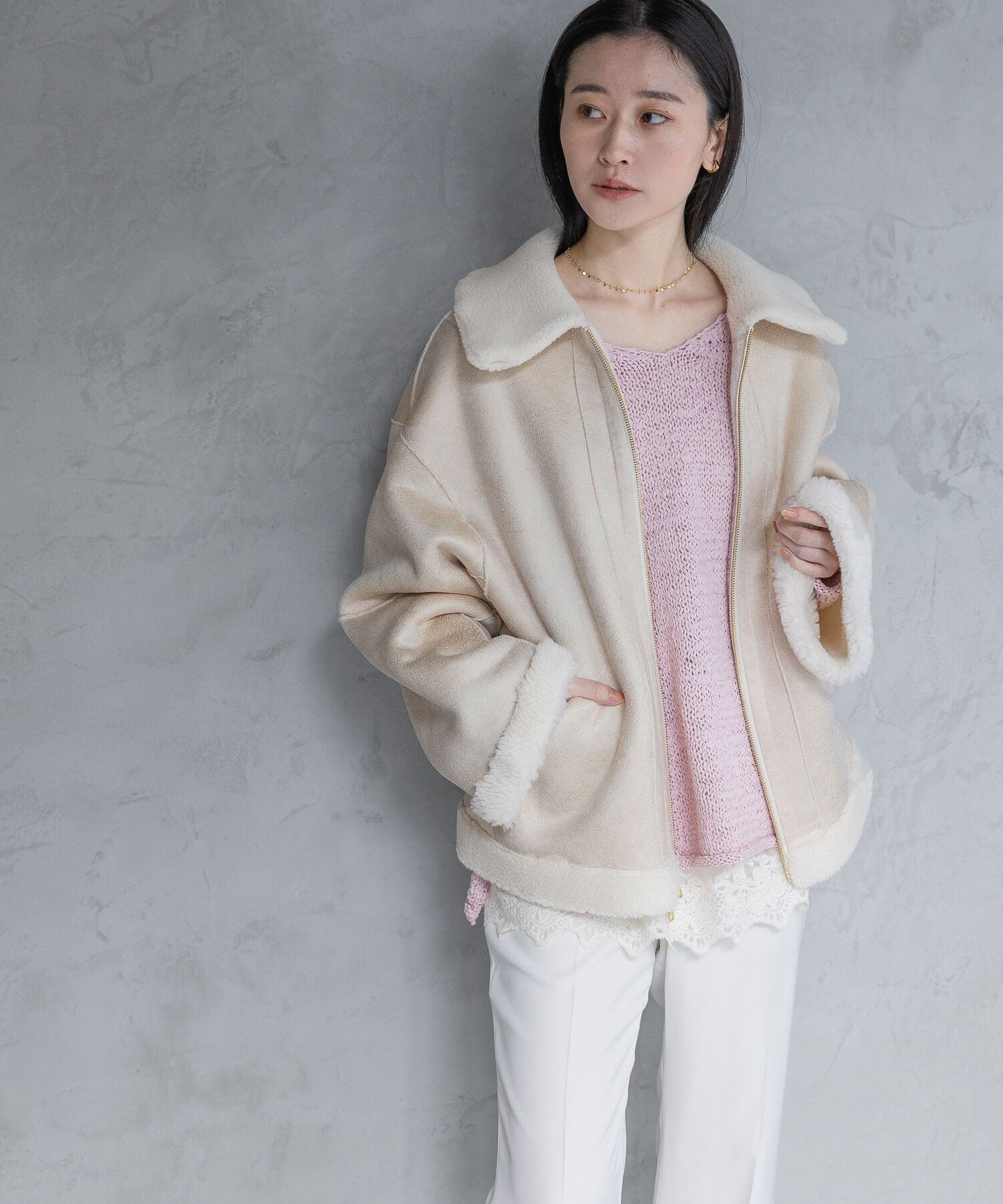 A part by 「リバーシブルボアジャケット」|ブルゾン・スタジャン|