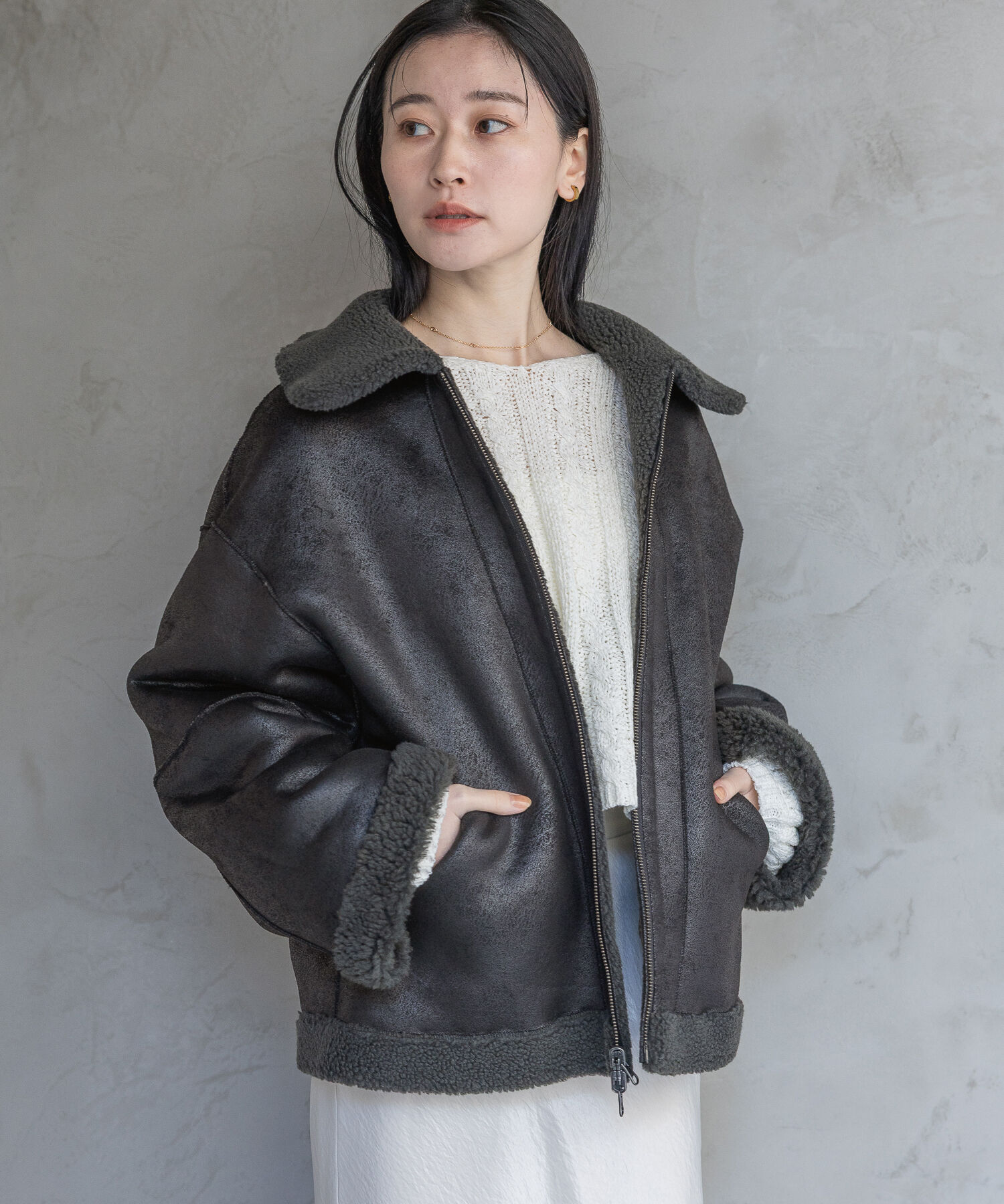 A part by 「リバーシブルボアジャケット」|ブルゾン・スタジャン|