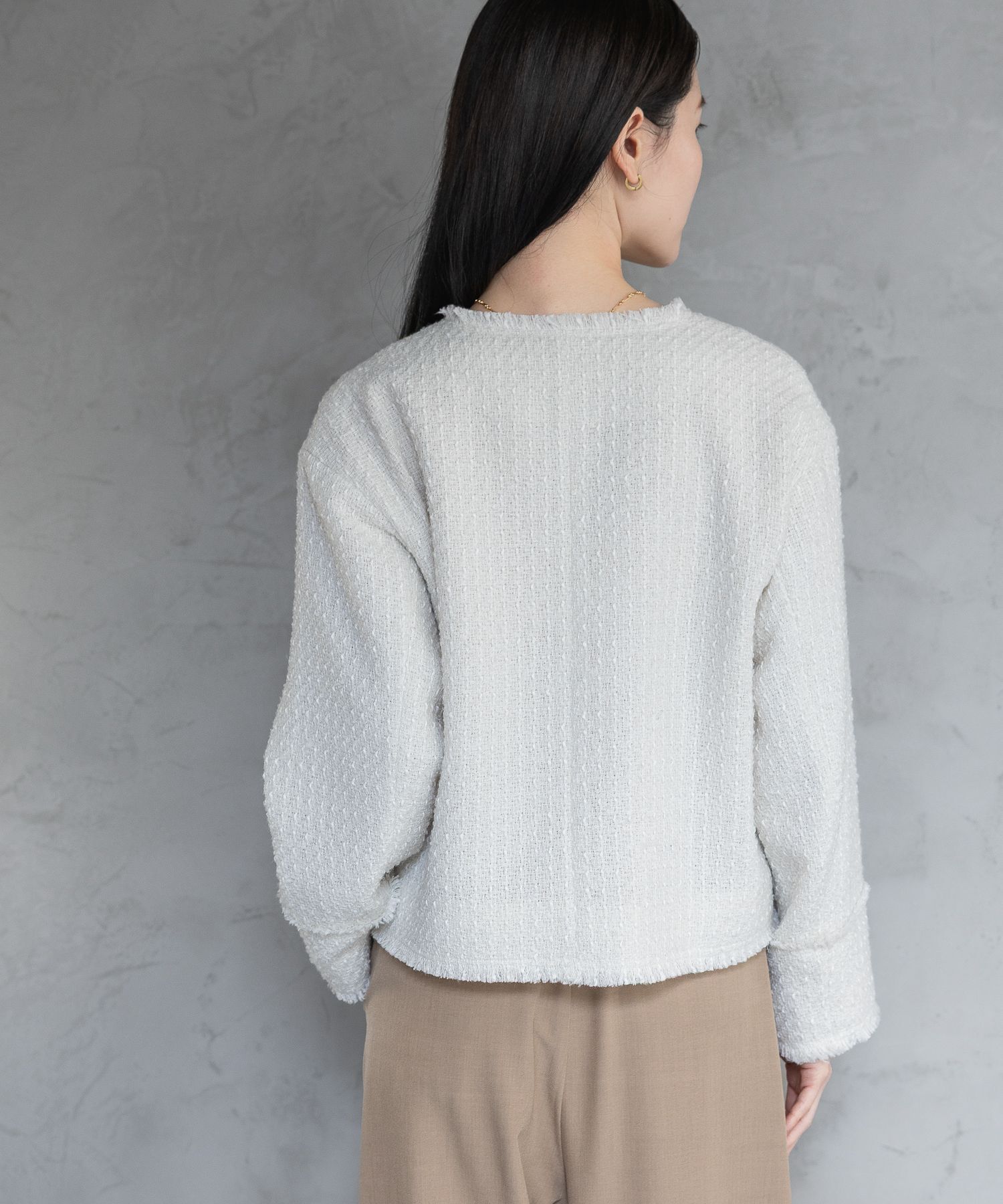 A part by 「【Sサイズ展開・セットアップ対応】ツイードノーカラージャケット」|ノーカラーコート|