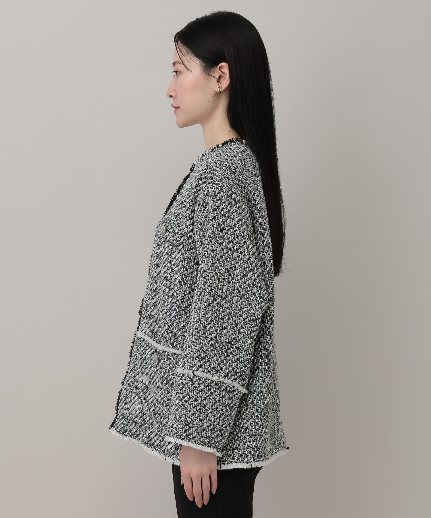 A part by 「【Sサイズ展開・セットアップ対応】ツイードノーカラージャケット」|ノーカラーコート|