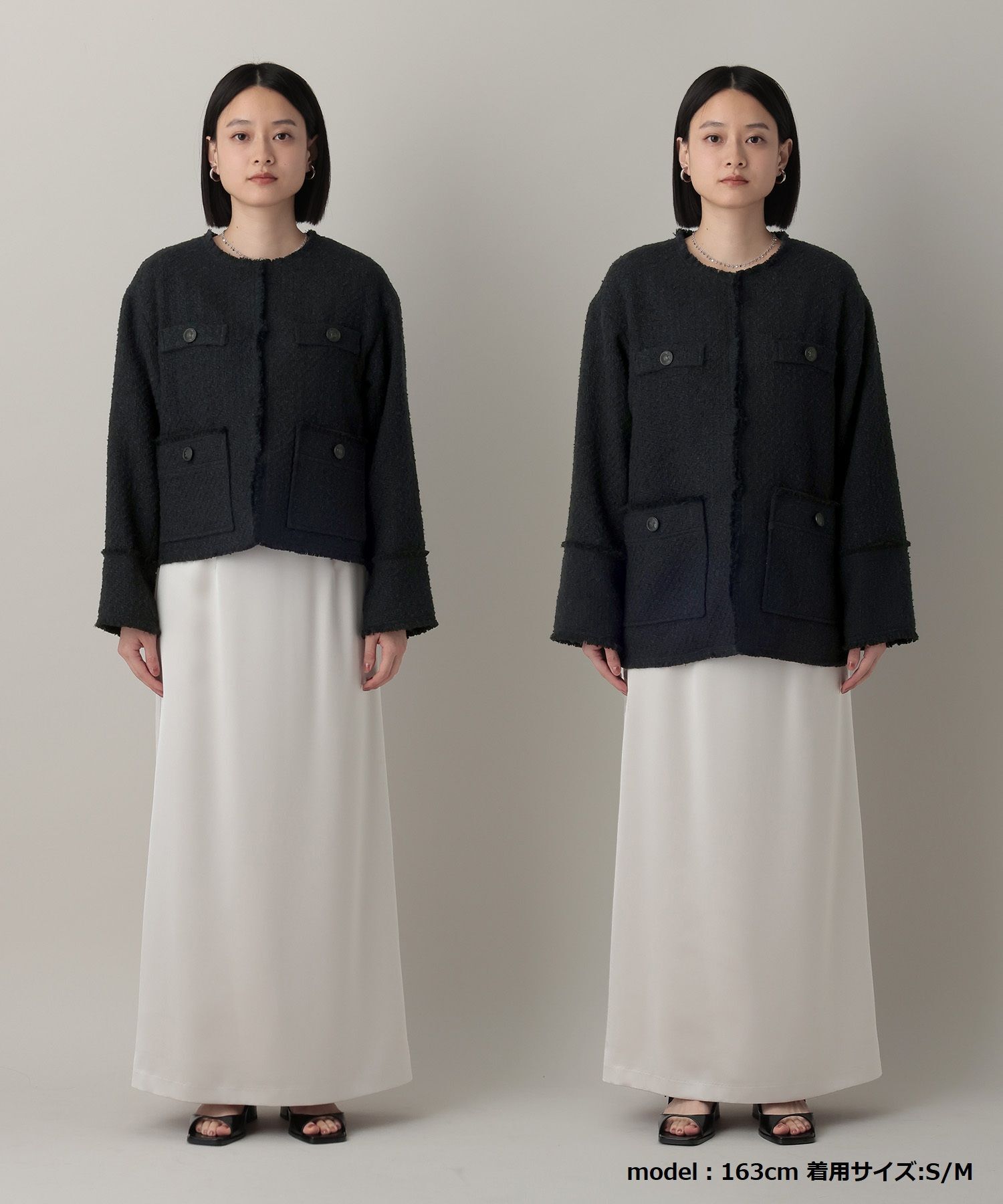 A part by 「【Sサイズ展開・セットアップ対応】ツイードノーカラージャケット」|ノーカラーコート|