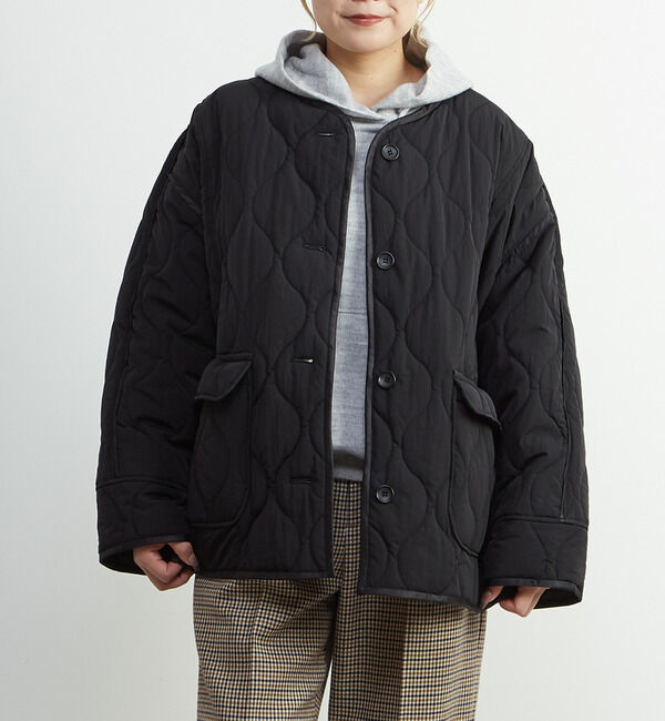 A_「【A_/エース】≪撥水加工≫ナイロンタフタキルティングブルゾン」|ブルゾン・スタジャン|ブラック