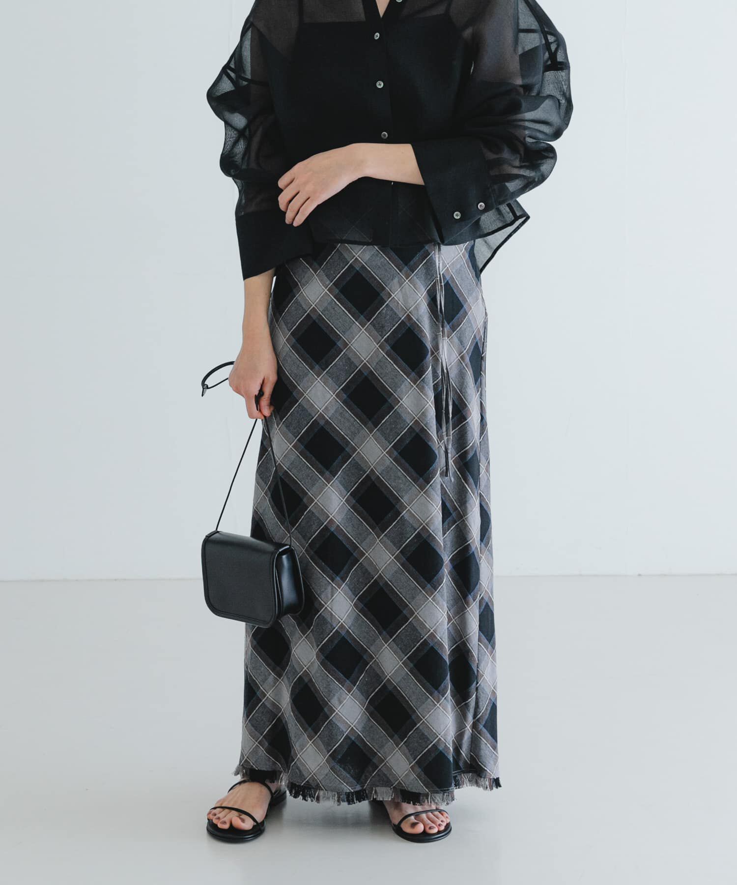 URBAN RESEARCH「バイアスチェックフリンジスカート」|スカート|