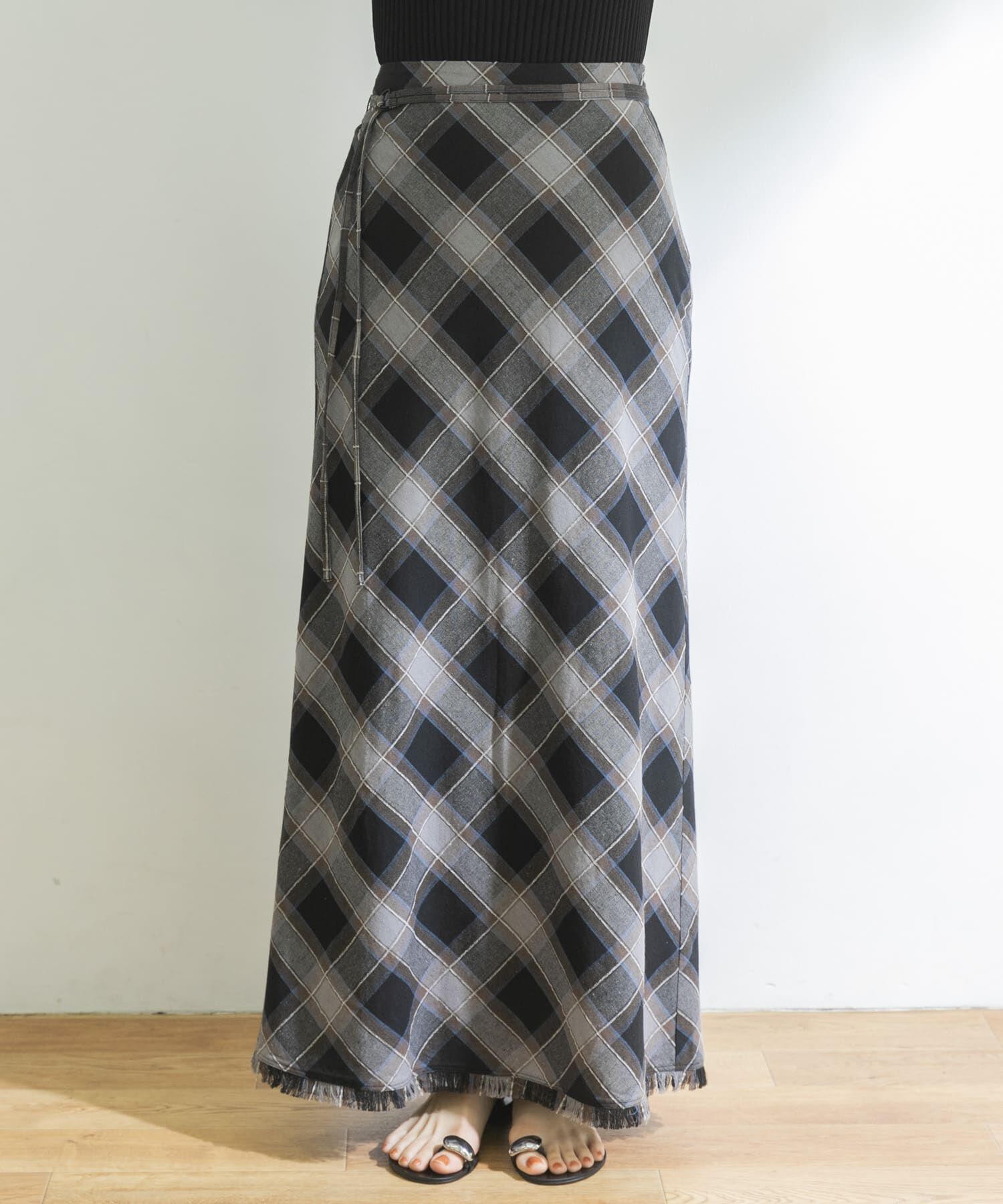 URBAN RESEARCH「バイアスチェックフリンジスカート」|スカート|