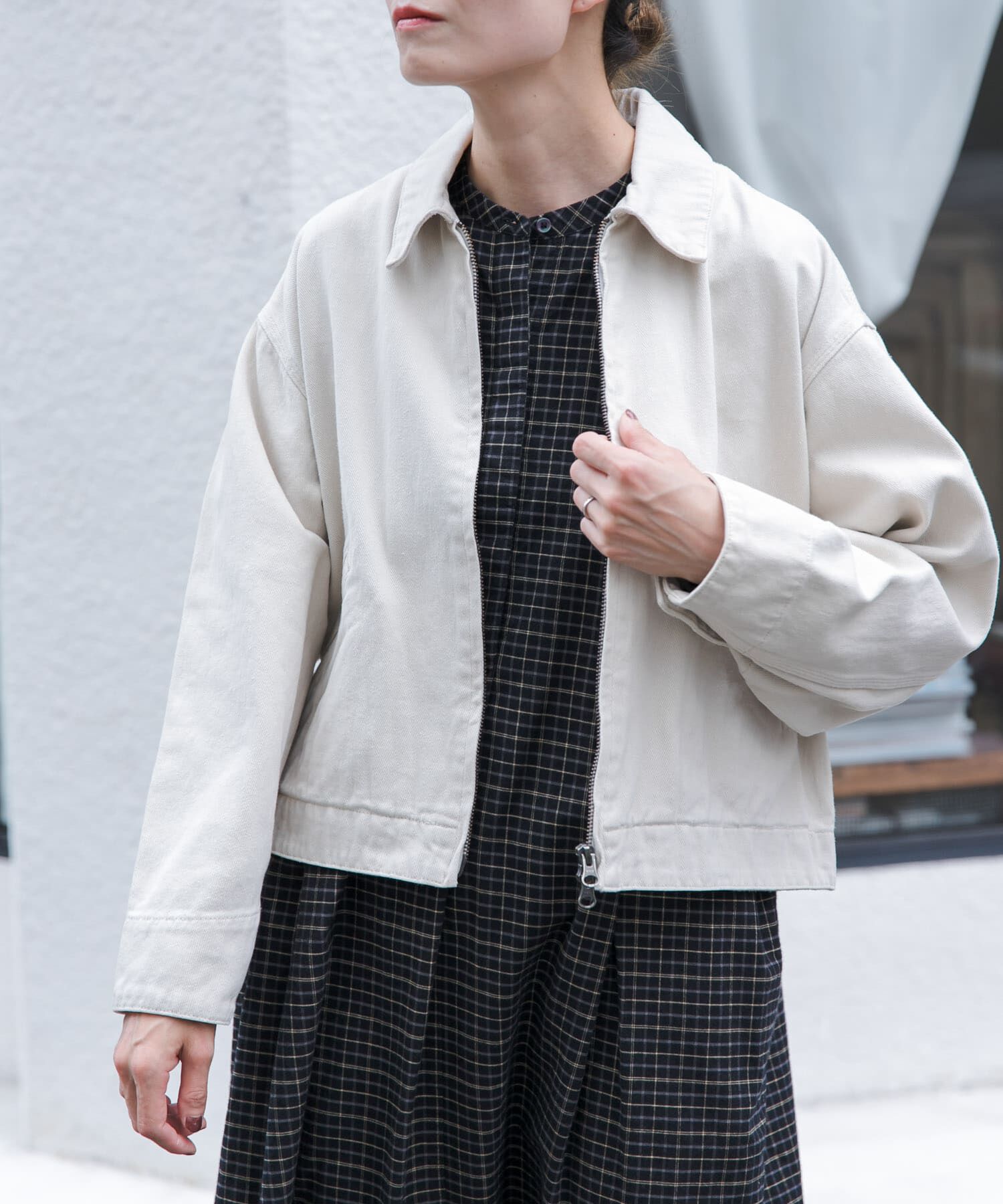 URBAN RESEARCH DOORS「FORK&SPOON　ガーメントダイツイルジップブルゾン」|ブルゾン・スタジャン|