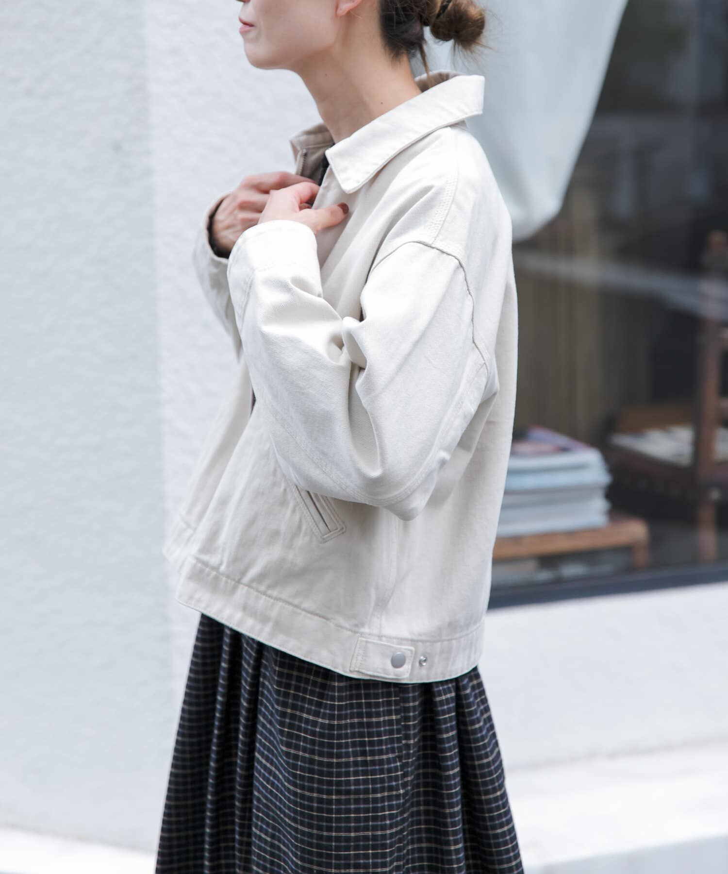 URBAN RESEARCH DOORS「FORK&SPOON　ガーメントダイツイルジップブルゾン」|ブルゾン・スタジャン|