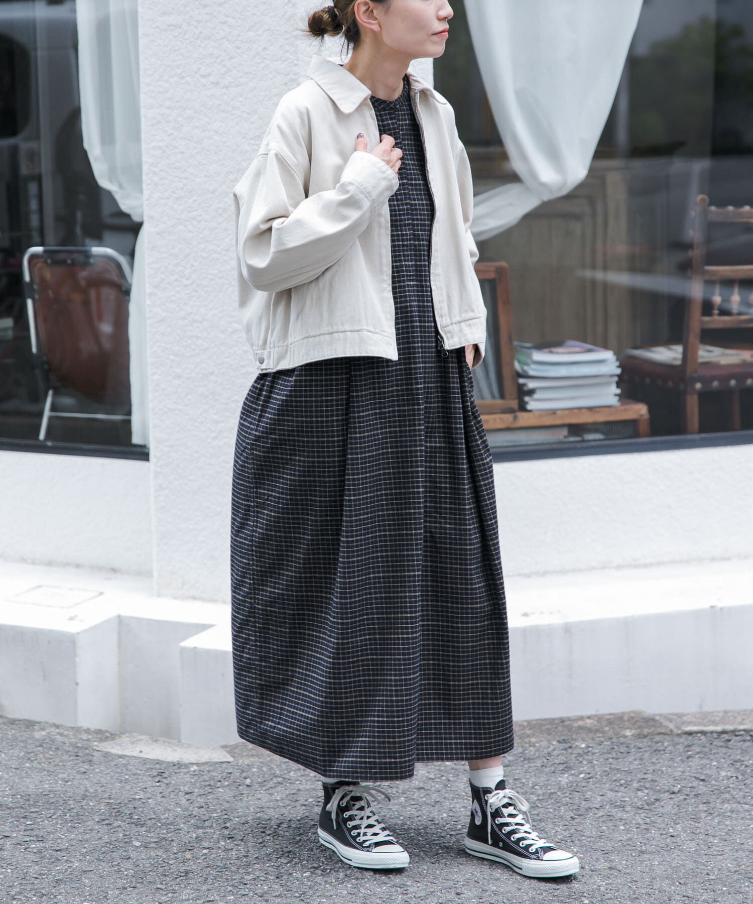 URBAN RESEARCH DOORS「FORK&SPOON　ガーメントダイツイルジップブルゾン」|ブルゾン・スタジャン|