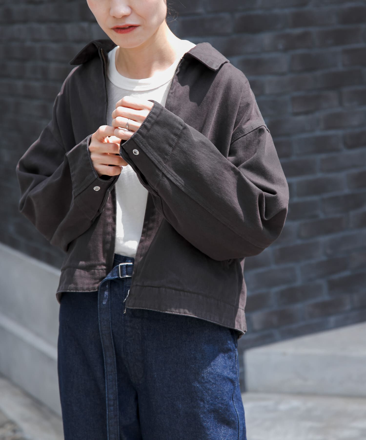 URBAN RESEARCH DOORS「FORK&SPOON　ガーメントダイツイルジップブルゾン」|ブルゾン・スタジャン|