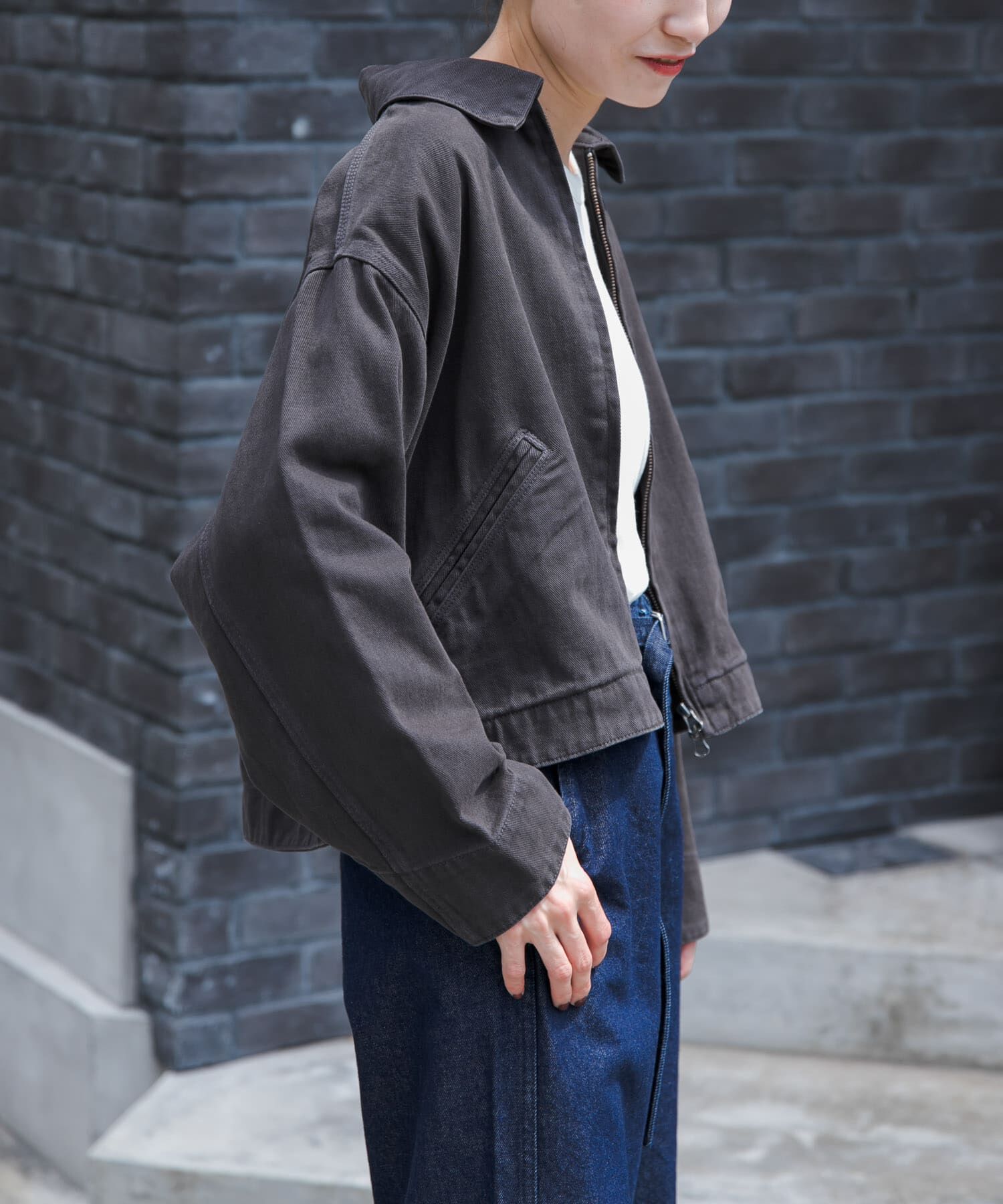 URBAN RESEARCH DOORS「FORK&SPOON　ガーメントダイツイルジップブルゾン」|ブルゾン・スタジャン|