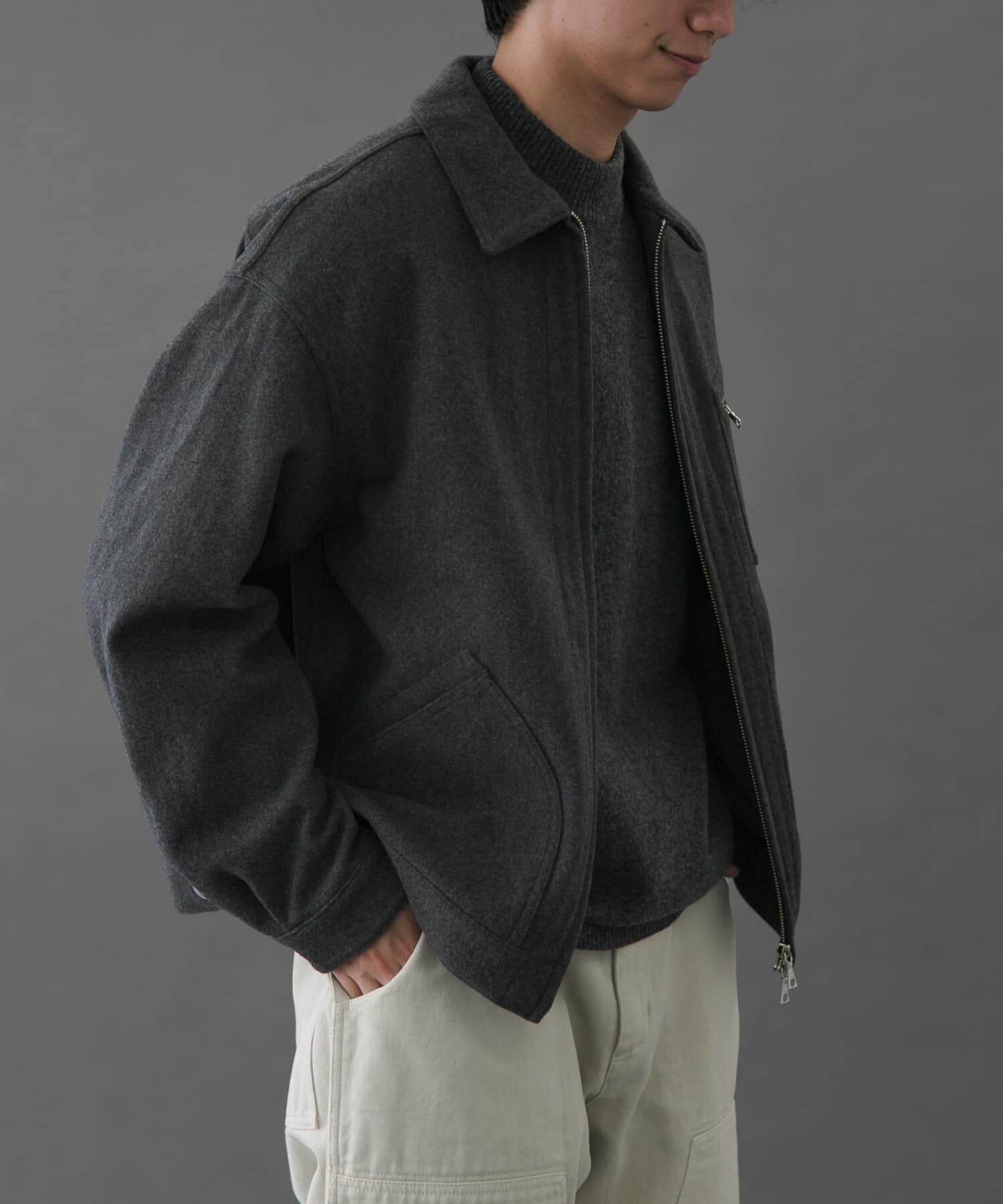 URBAN RESEARCH DOORS「FORK&SPOON　ウールショートブルゾン」|ブルゾン・スタジャン|