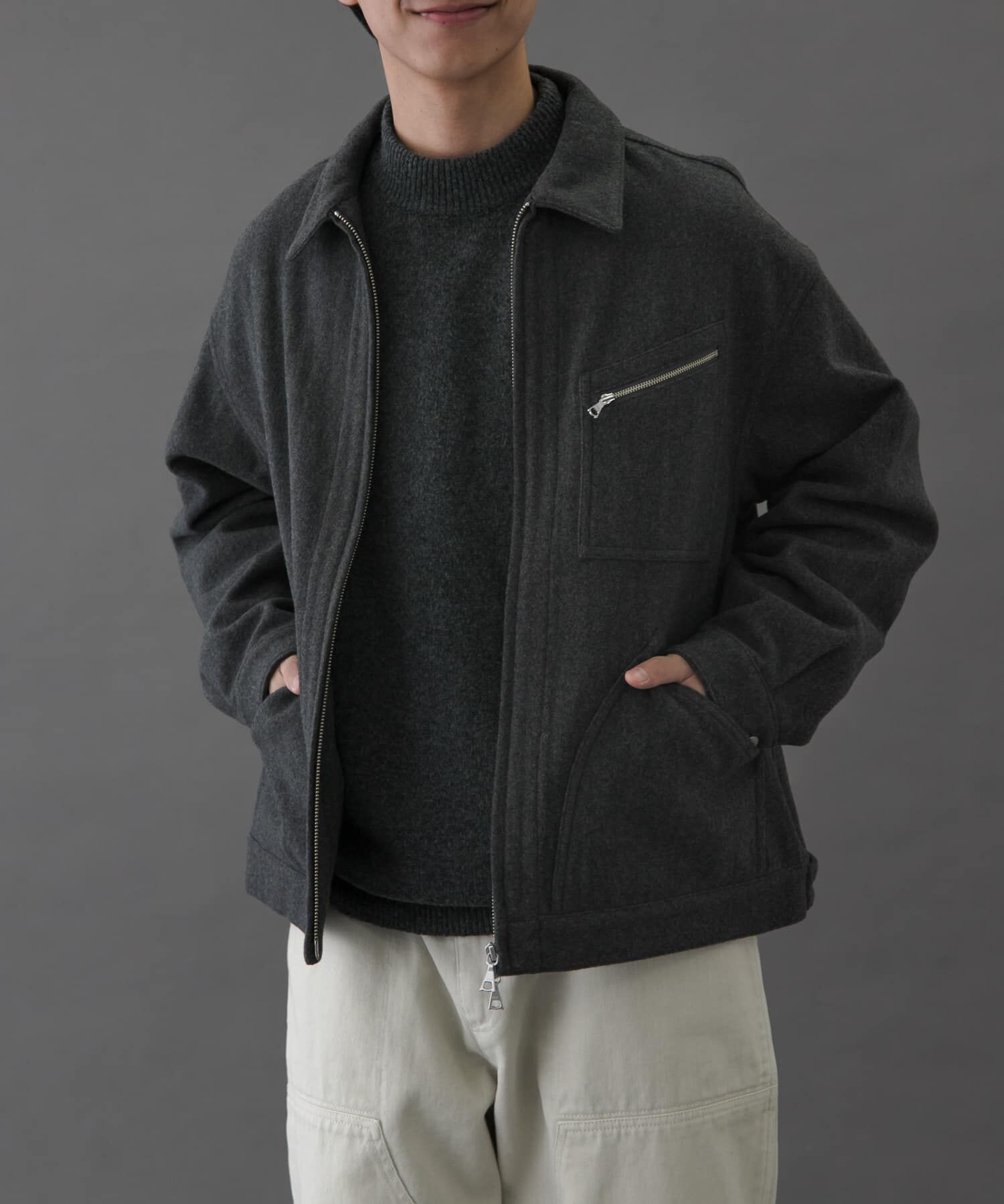 URBAN RESEARCH DOORS「FORK&SPOON　ウールショートブルゾン」|ブルゾン・スタジャン|