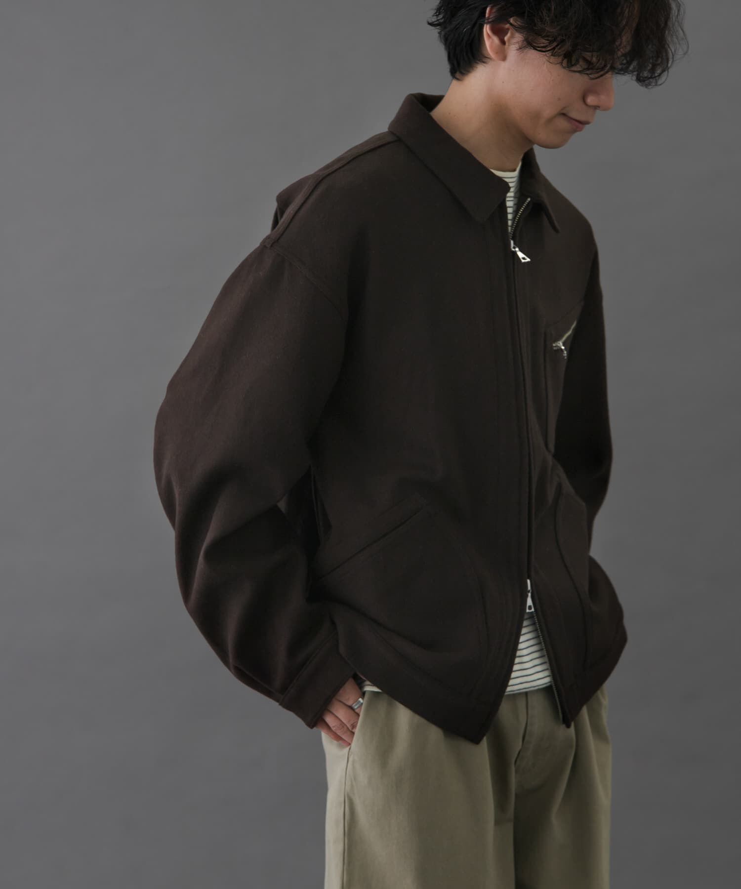 URBAN RESEARCH DOORS「FORK&SPOON　ウールショートブルゾン」|ブルゾン・スタジャン|