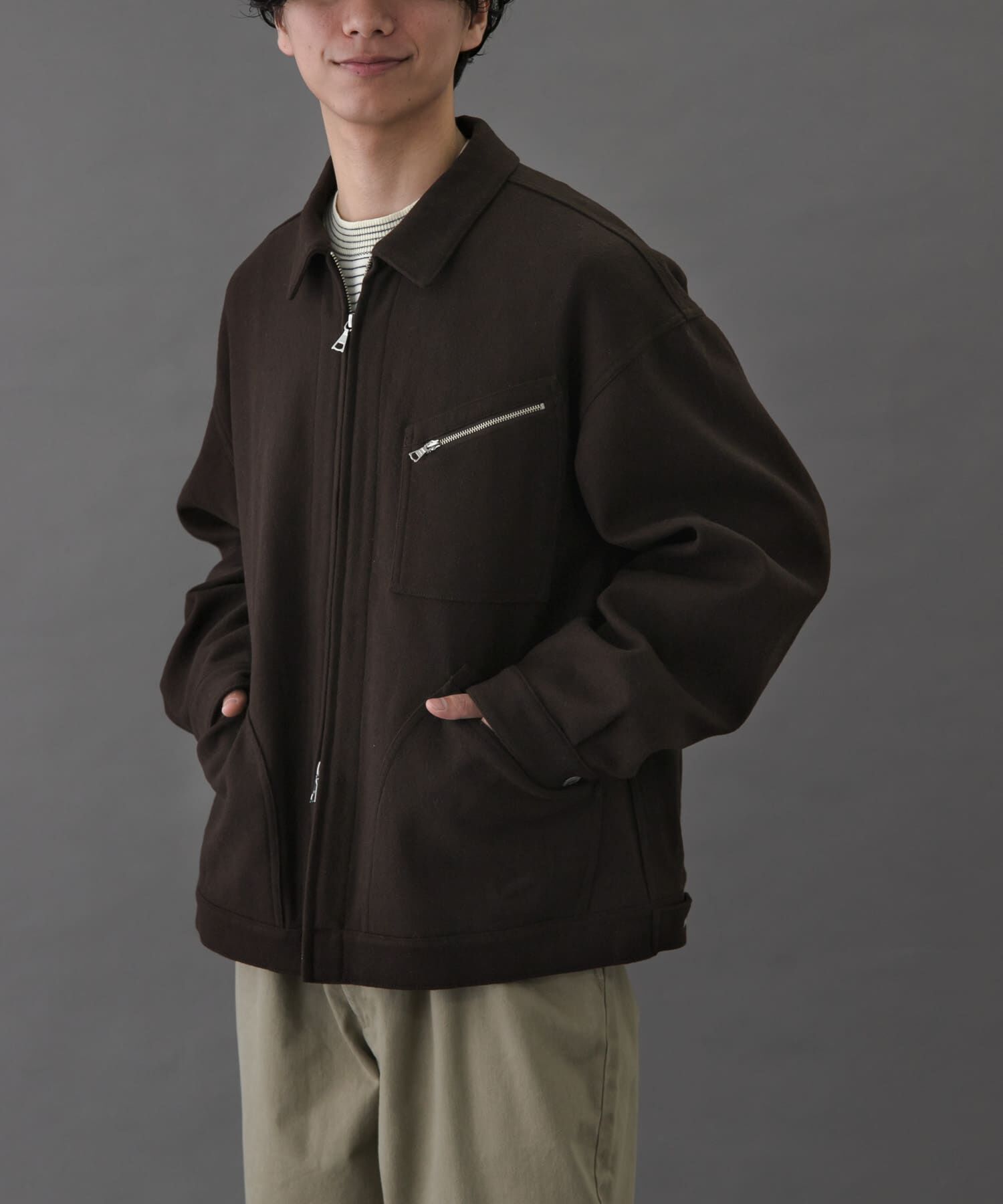 URBAN RESEARCH DOORS「FORK&SPOON　ウールショートブルゾン」|ブルゾン・スタジャン|