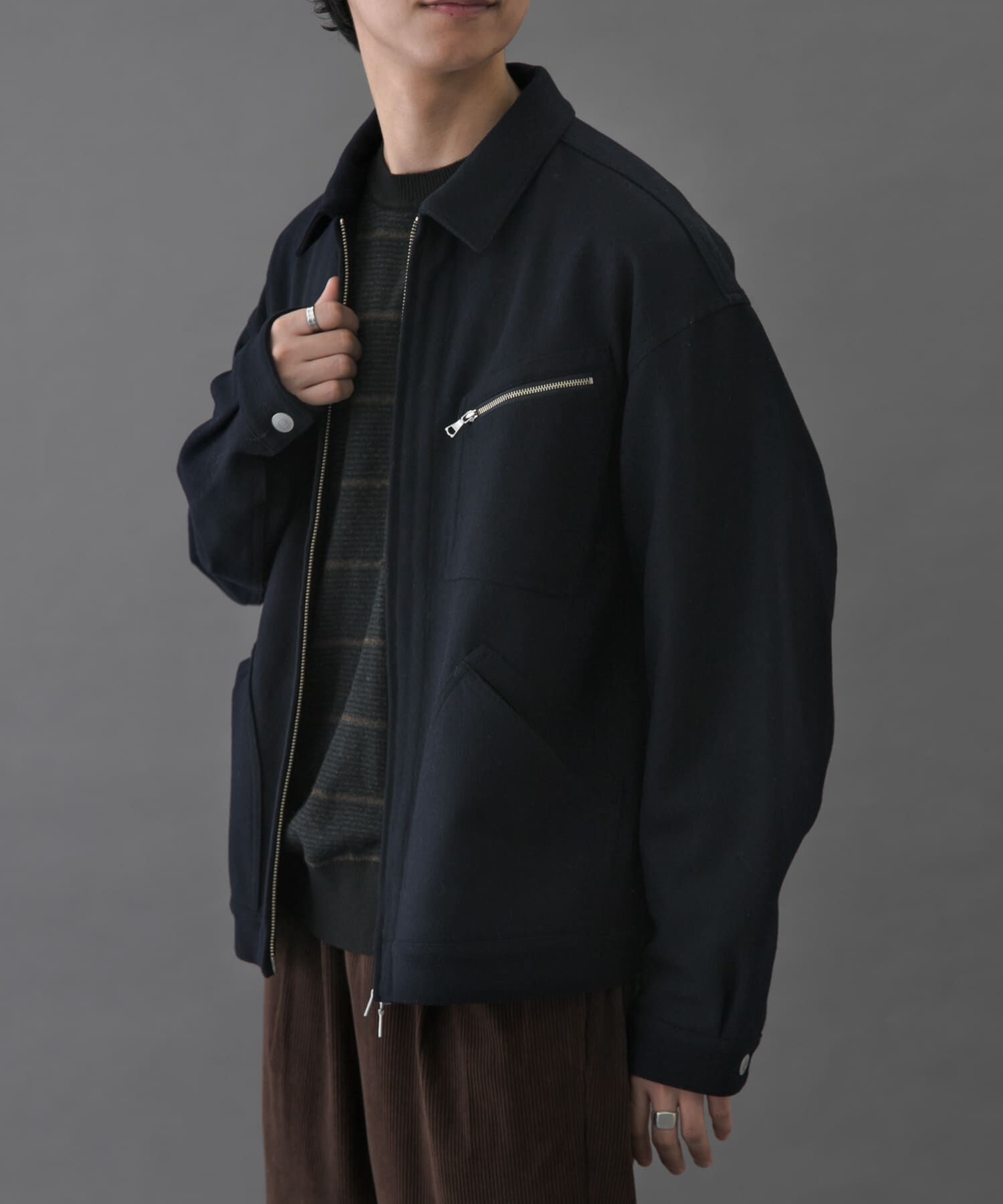 URBAN RESEARCH DOORS「FORK&SPOON　ウールショートブルゾン」|ブルゾン・スタジャン|