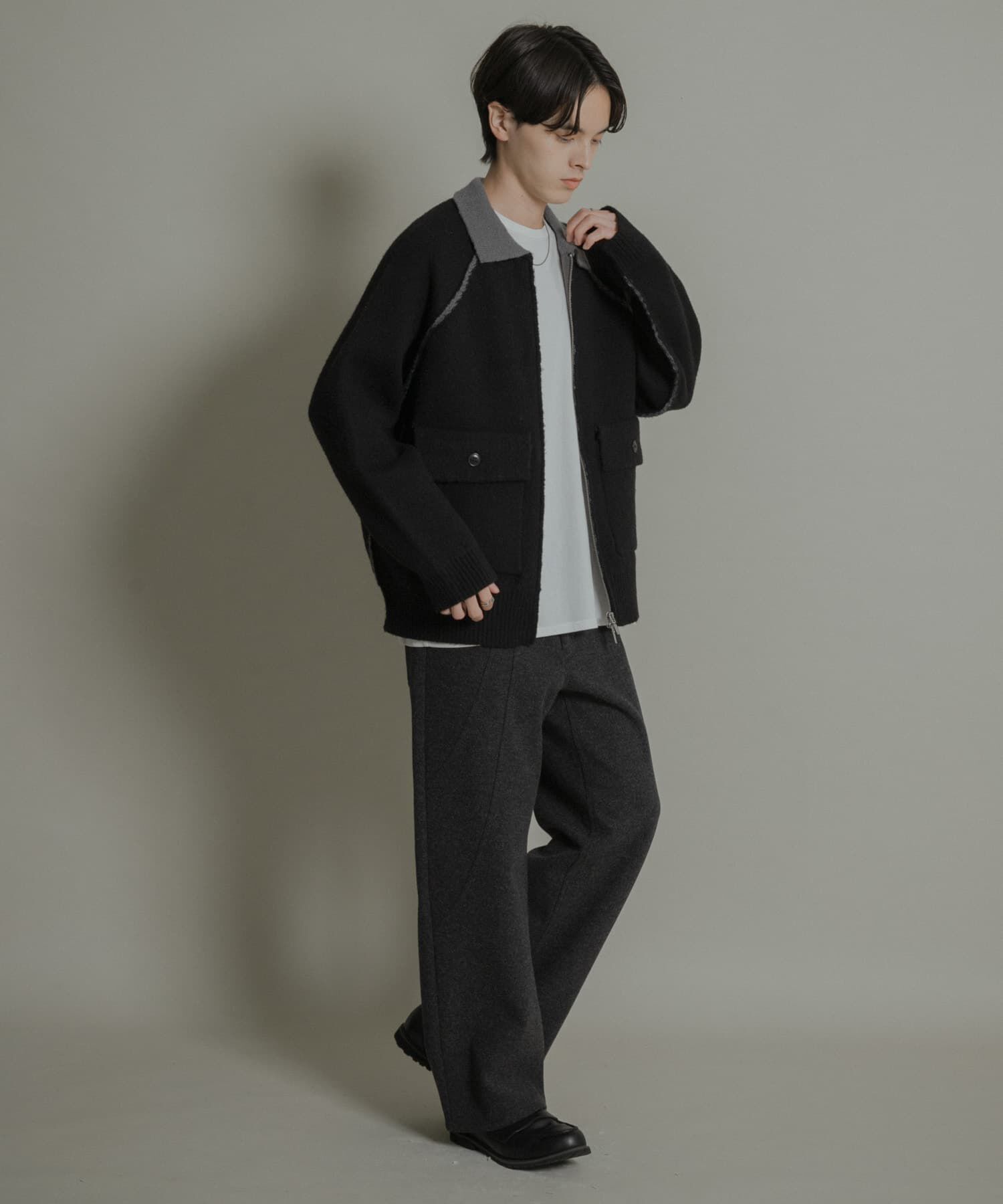 SENSE OF PLACE by URBAN RESEARCH「バイカラーニットジップブルゾン」|ブルゾン・スタジャン|