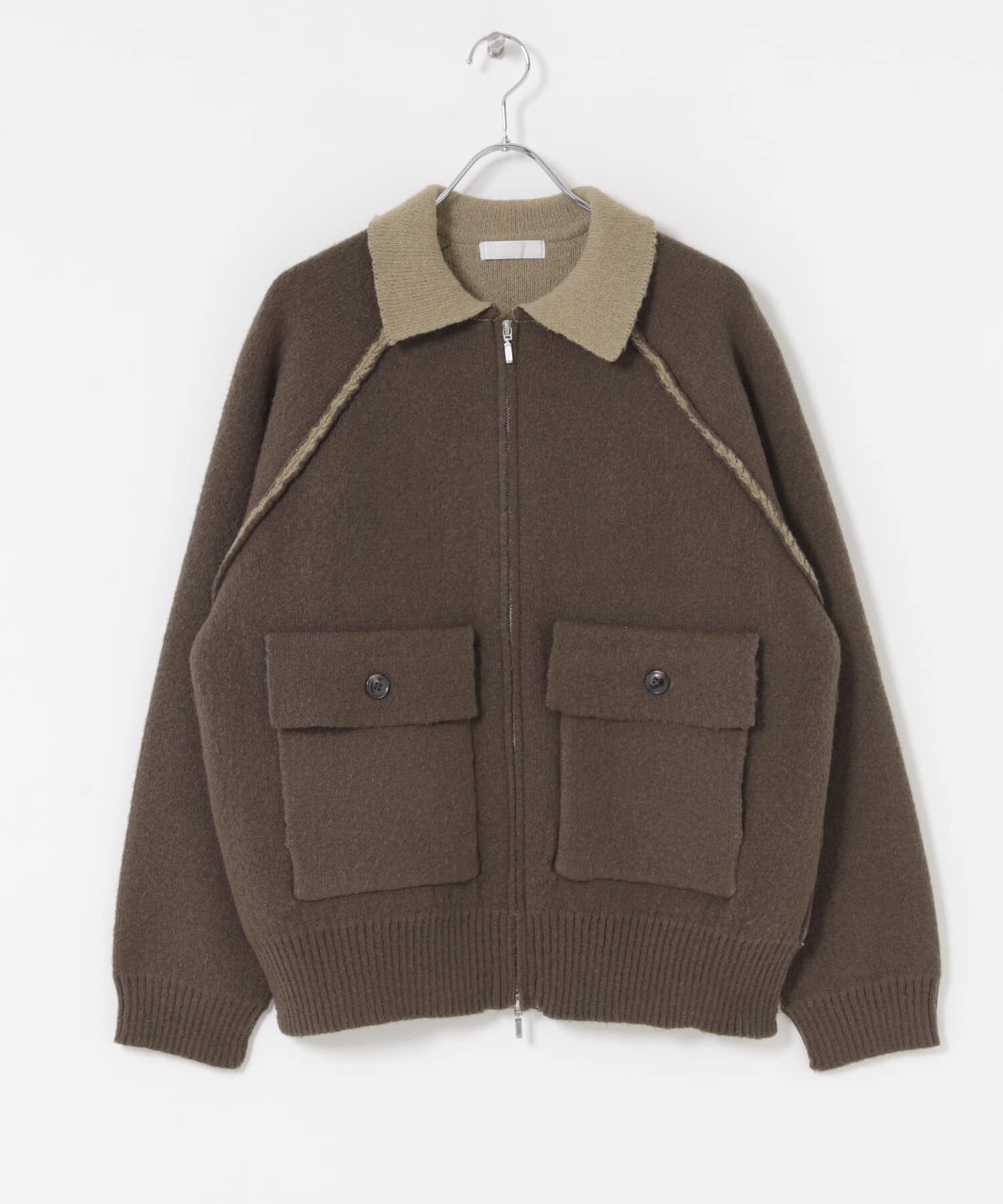 SENSE OF PLACE by URBAN RESEARCH「バイカラーニットジップブルゾン」|ブルゾン・スタジャン|