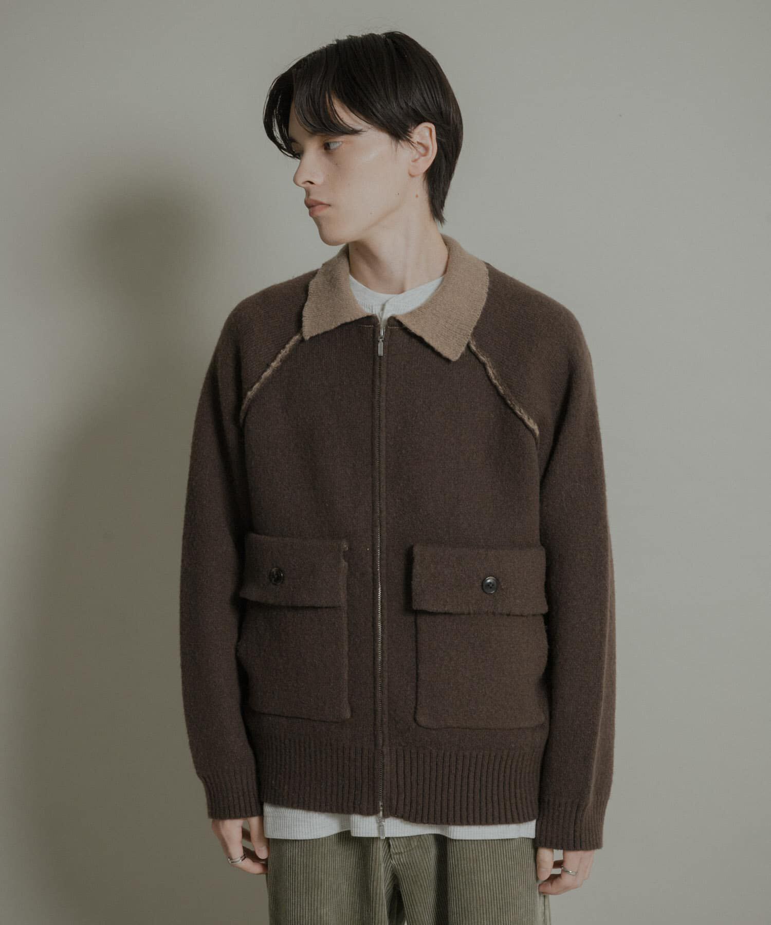 SENSE OF PLACE by URBAN RESEARCH「バイカラーニットジップブルゾン」|ブルゾン・スタジャン|