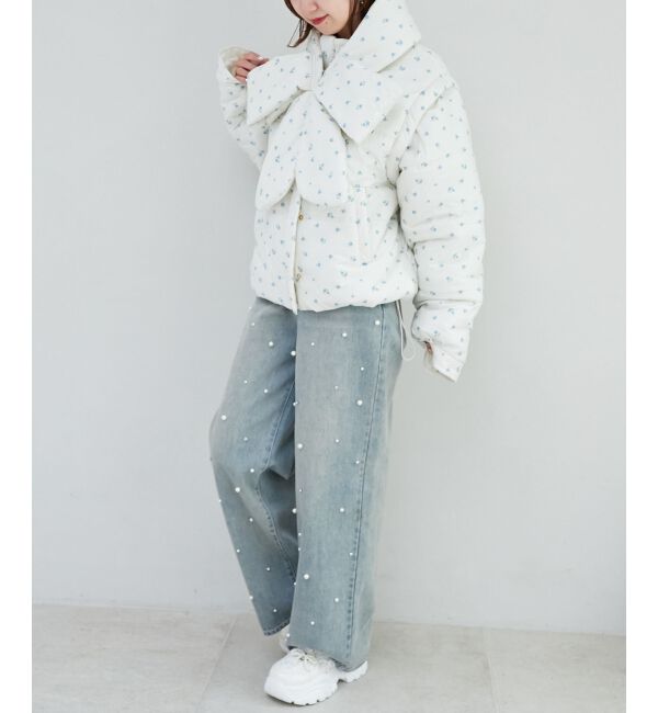 MAJESTICLEGON「リボンマフラーセット中綿ブルゾン」|ブルゾン・スタジャン|