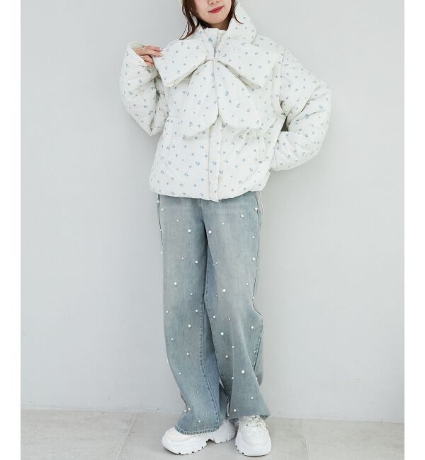 MAJESTICLEGON「リボンマフラーセット中綿ブルゾン」|ブルゾン・スタジャン|