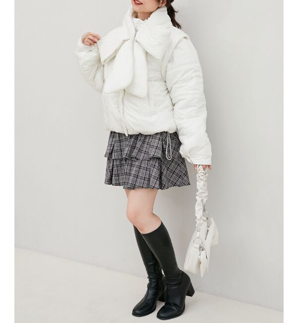 MAJESTICLEGON「リボンマフラーセット中綿ブルゾン」|ブルゾン・スタジャン|