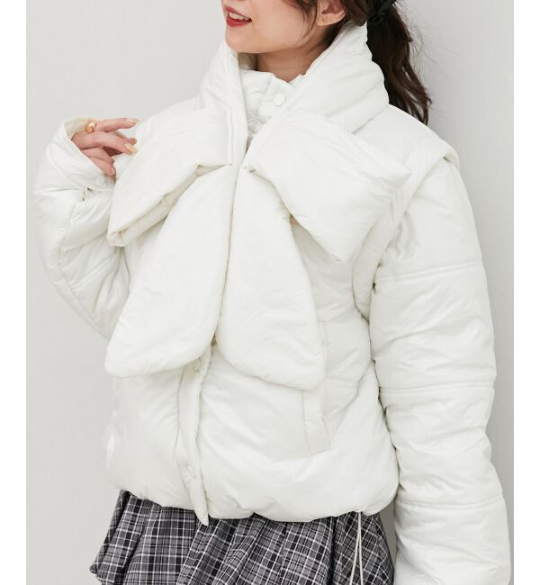 MAJESTICLEGON「リボンマフラーセット中綿ブルゾン」|ブルゾン・スタジャン|