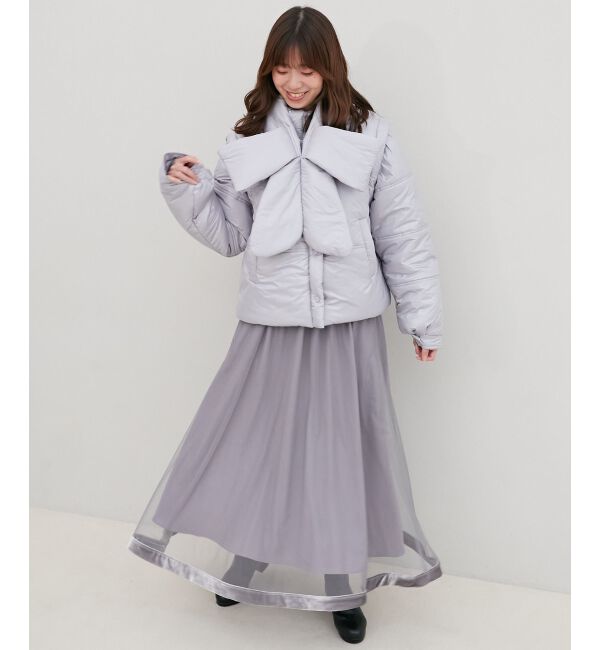 MAJESTICLEGON「リボンマフラーセット中綿ブルゾン」|ブルゾン・スタジャン|