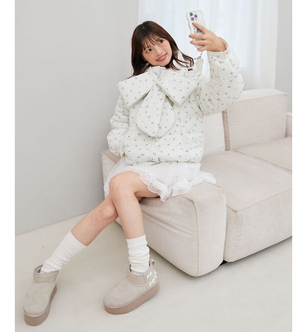 MAJESTICLEGON「リボンマフラーセット中綿ブルゾン」|ブルゾン・スタジャン|