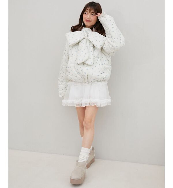 MAJESTICLEGON「リボンマフラーセット中綿ブルゾン」|ブルゾン・スタジャン|