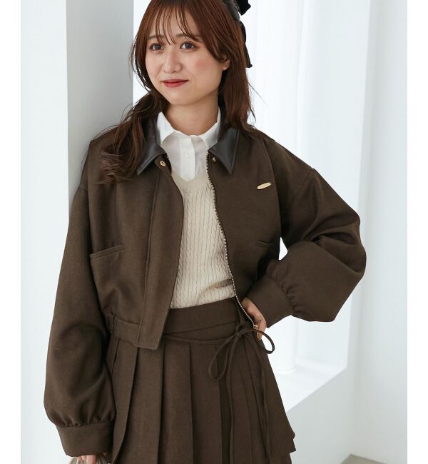  「襟付きショートブルゾン」|ブルゾン・スタジャン|