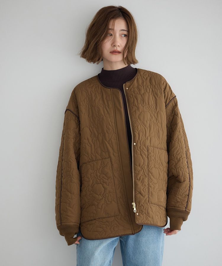 YECCA VECCA「ニュアンス柄キルティングブルゾン」|ブルゾン・スタジャン|