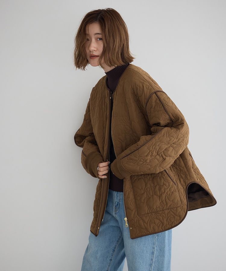 YECCA VECCA「ニュアンス柄キルティングブルゾン」|ブルゾン・スタジャン|