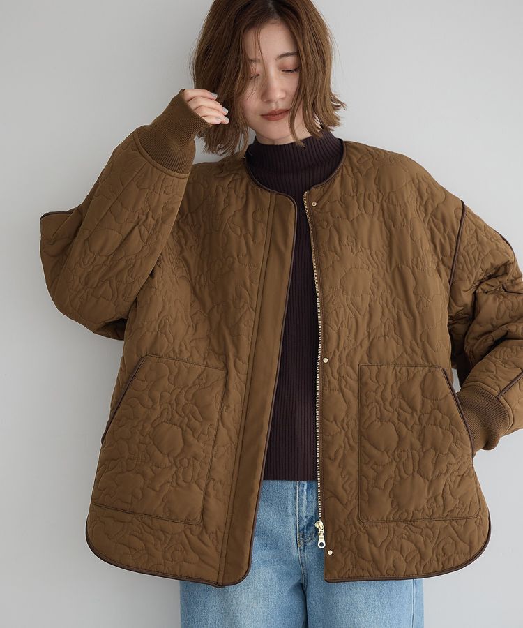 YECCA VECCA「ニュアンス柄キルティングブルゾン」|ブルゾン・スタジャン|