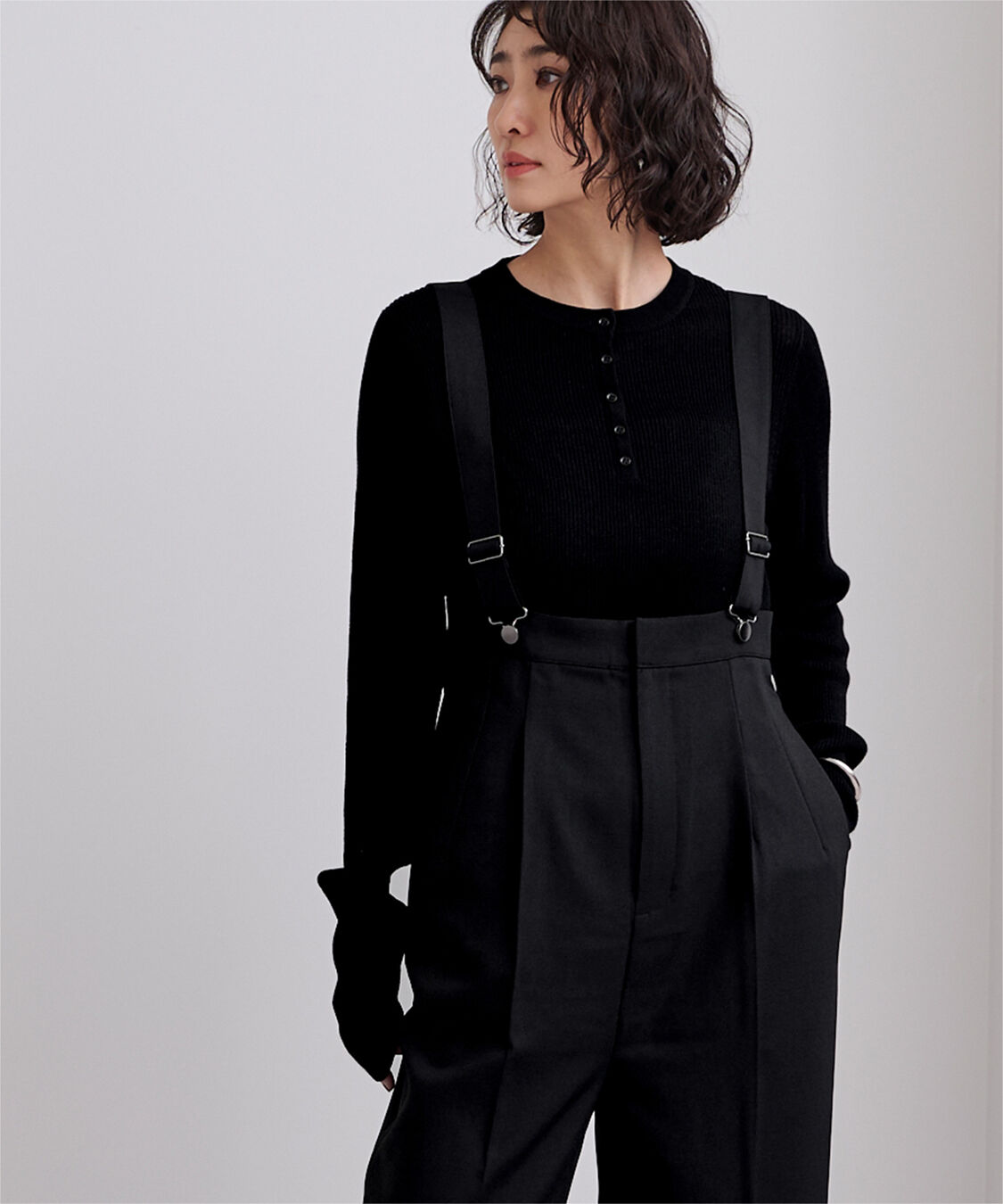 ur's「センタープレスダブルサロペットパンツ」|オールインワン|