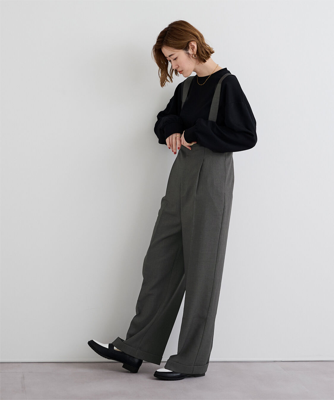 ur's「センタープレスダブルサロペットパンツ」|オールインワン|