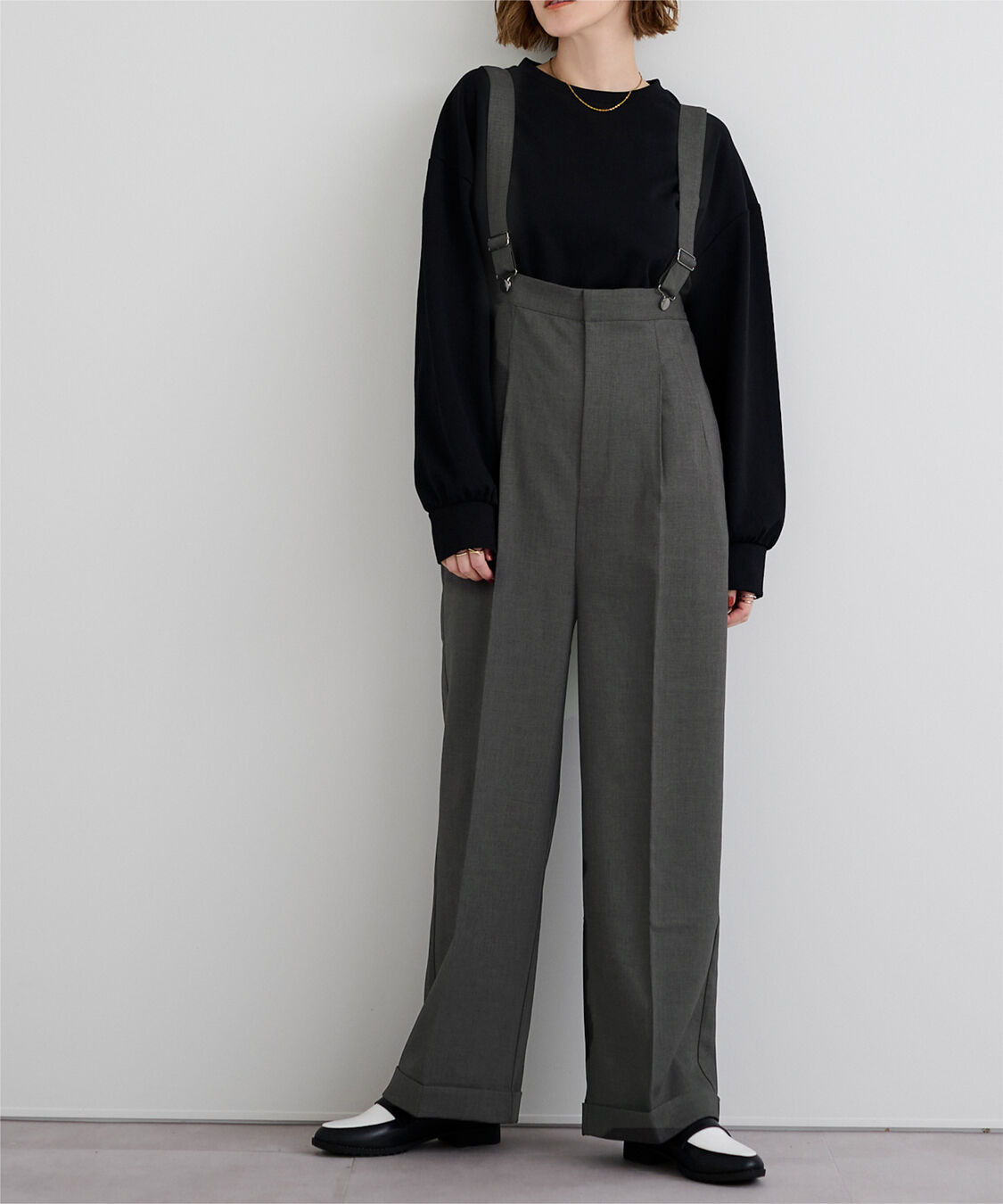 ur's「センタープレスダブルサロペットパンツ」|オールインワン|