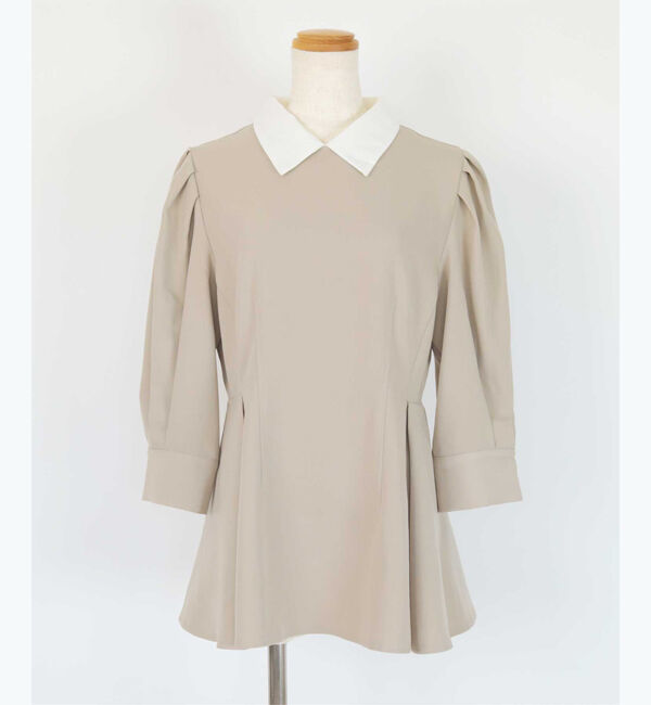 ur's「【星玲奈さんコラボアイテム】2way襟付タックペプラムトップス」|Tシャツ・カットソー|