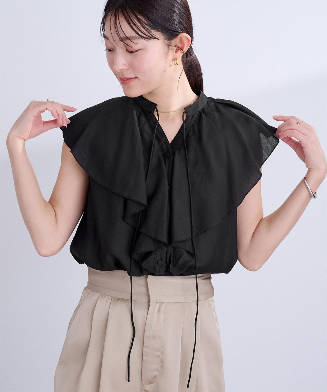 ur's「ラッフルデザインフレンチスリーブブラウス」|シャツ・ブラウス|