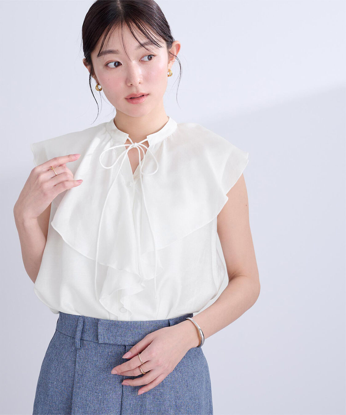 ur's「ラッフルデザインフレンチスリーブブラウス」|シャツ・ブラウス|