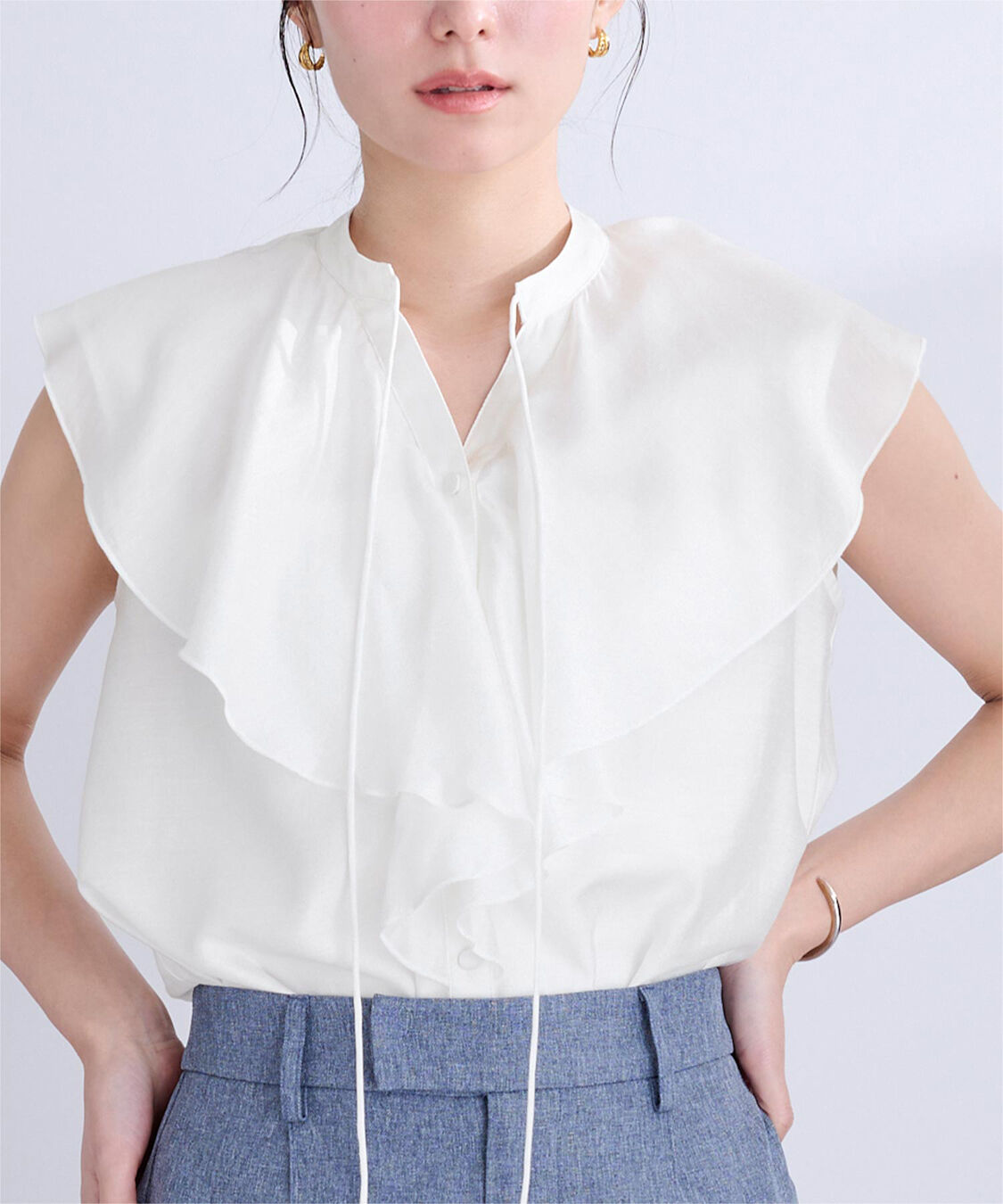 ur's「ラッフルデザインフレンチスリーブブラウス」|シャツ・ブラウス|
