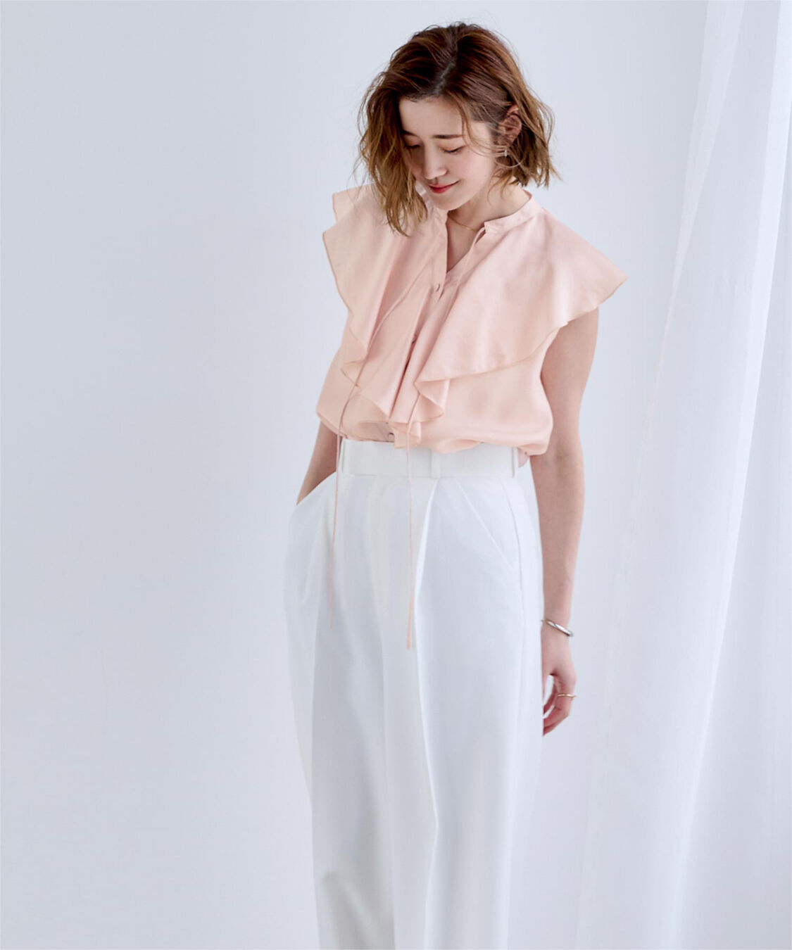 ur's「ラッフルデザインフレンチスリーブブラウス」|シャツ・ブラウス|