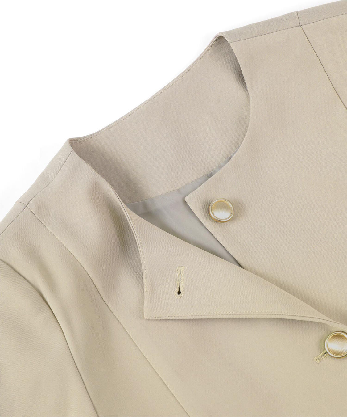 ur's「【小林有里さんコラボアイテム】美シルエットゴールド釦ペプラムジャケット」|ノーカラージャケット|